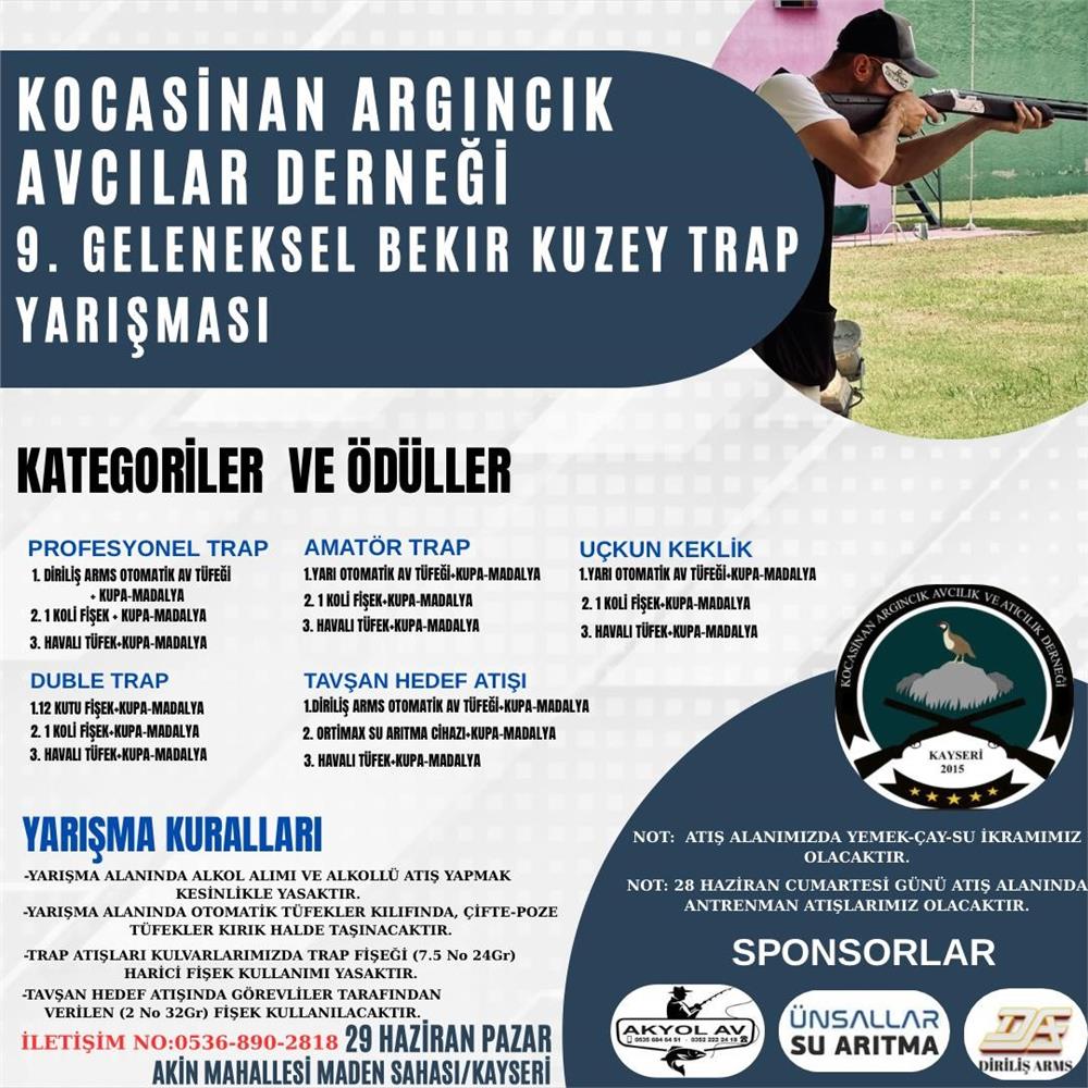 9. Geleneksel Bekir Kuzey Trap yarışmaları 28-29 Haziran’da yapılacak 9. Geleneksel Bekir Kuzey Trap yarışmaları 28-29 Haziran’da yapılacak