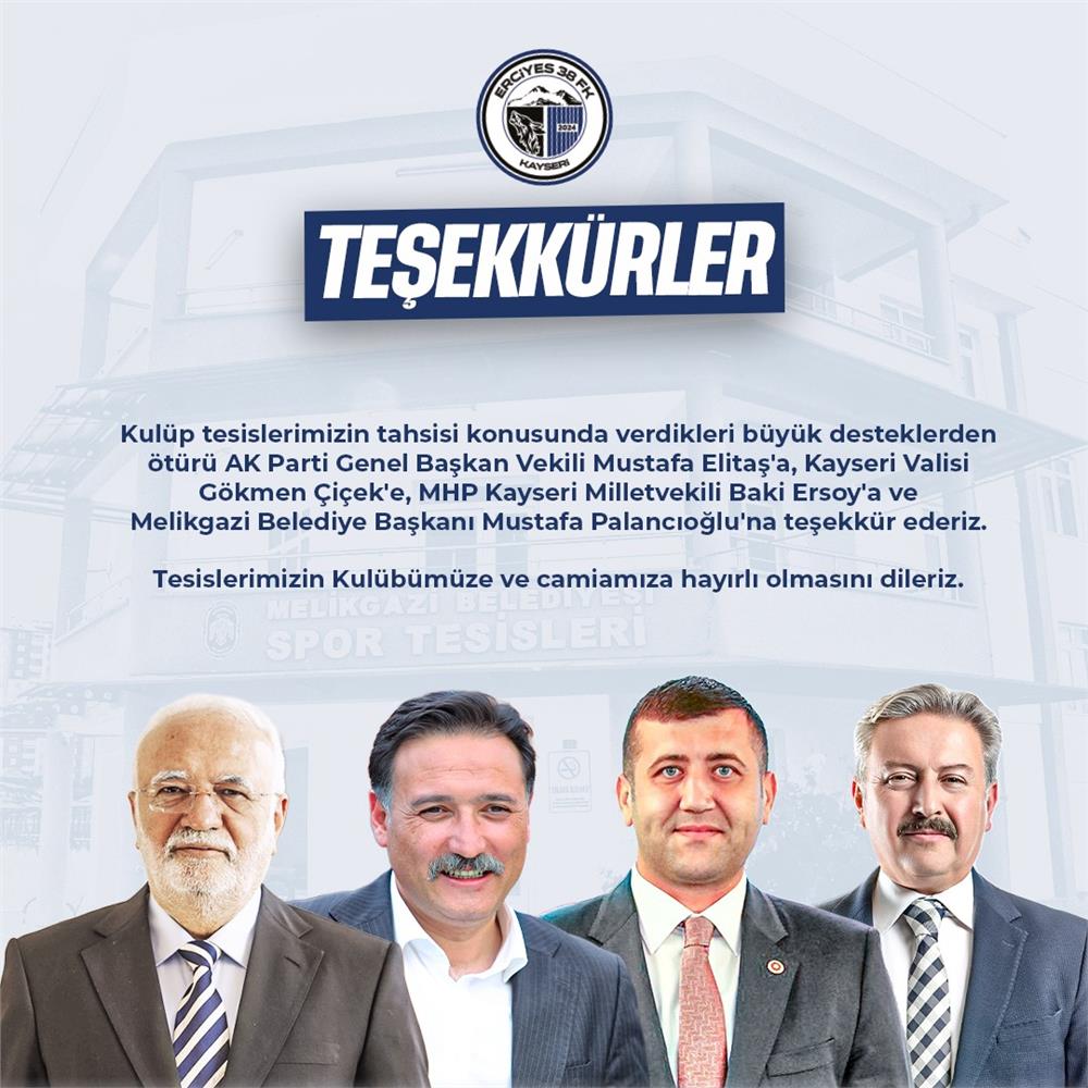 Erciyes 38 FK’dan tesis teşekkürü Erciyes 38 FK’dan tesis teşekkürü
