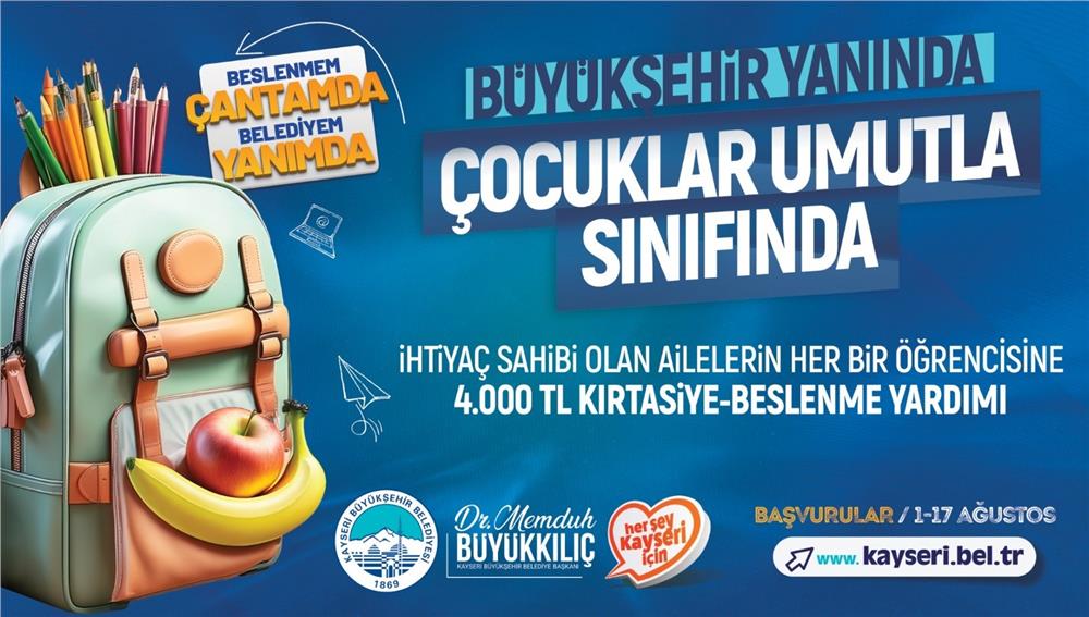 Başkan Büyükkılıç duyurdu: Kırtasiye ve beslenme desteği ile çocuklarımızın yanındayız