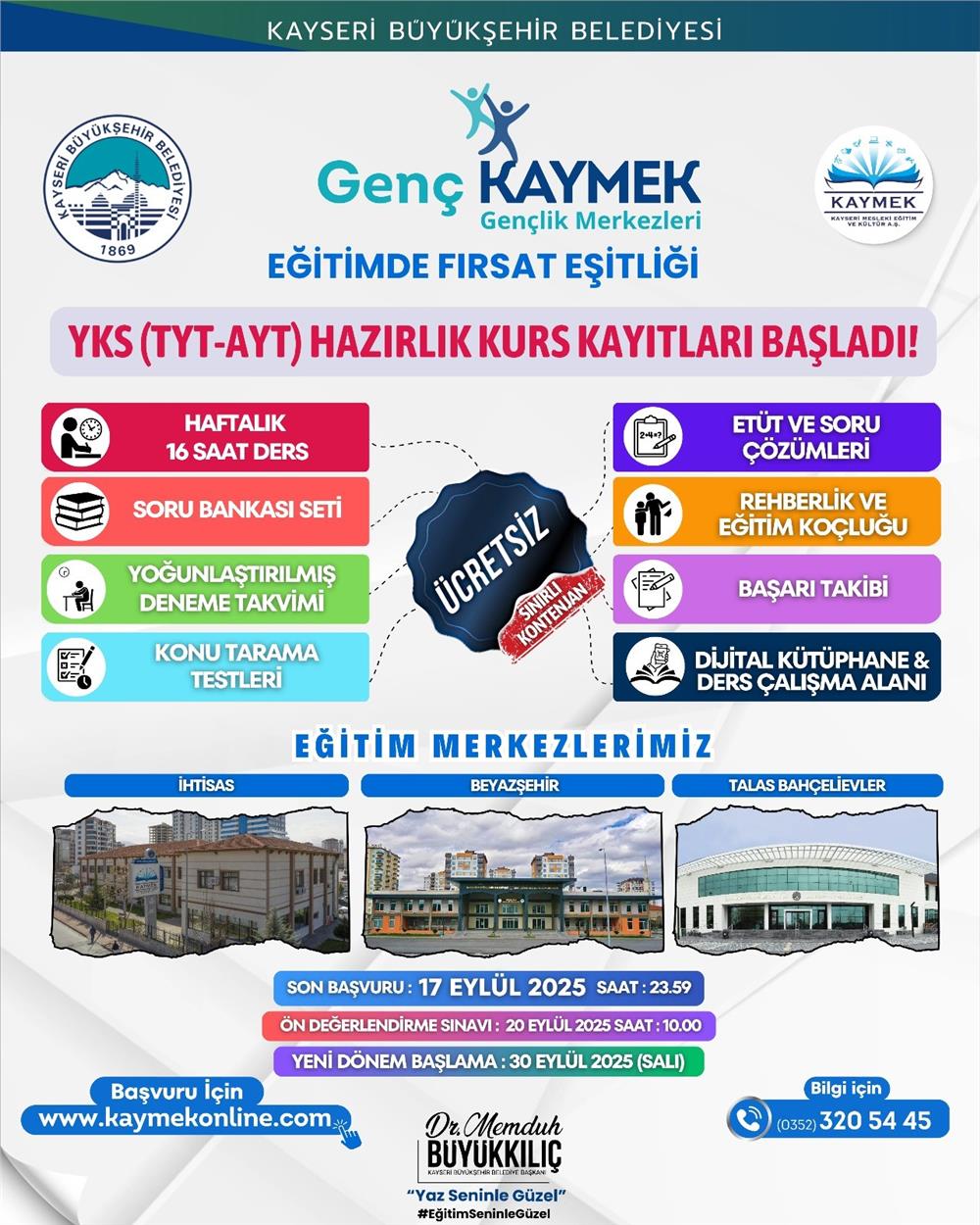 Ücretsiz YKS kurs kayıtları başladı Ücretsiz YKS kurs kayıtları başladı