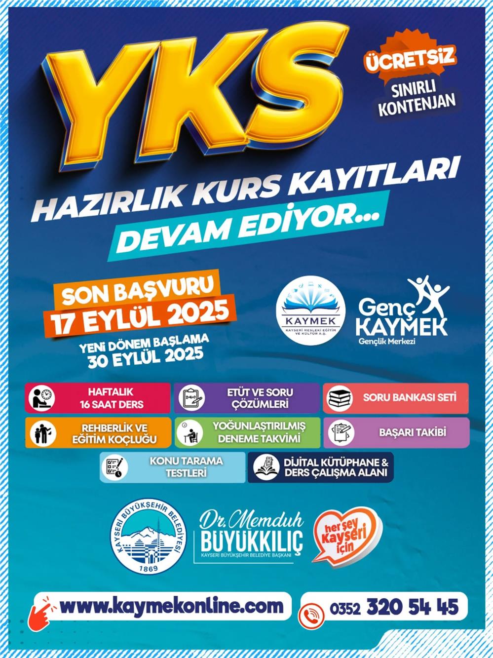 Genç KAYMEK’te ücretsiz 2026 YKS hazırlık kursu kayıtları sürüyor