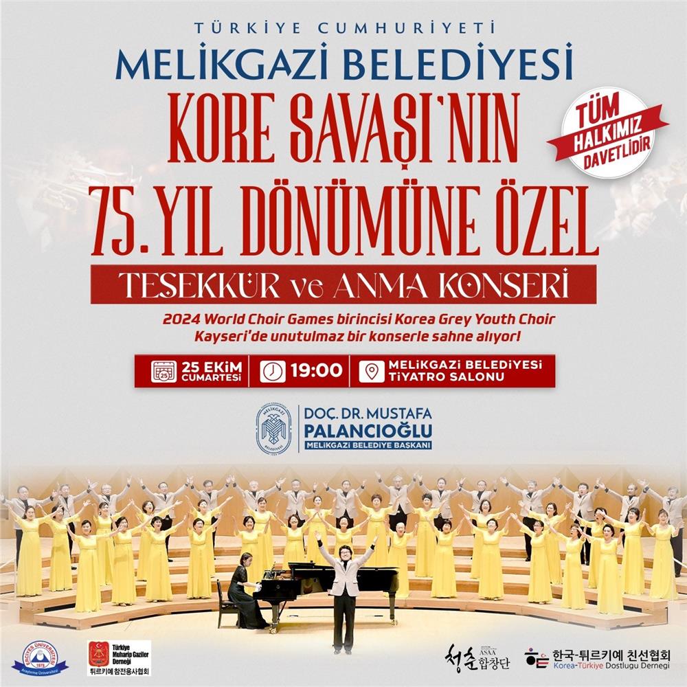 Melikgazi Belediyesi Kore Savaşı’nın 75. yıl dönümüne özel harika bir konsere ev sahipliği yapacak Melikgazi Belediyesi Kore Savaşı’nın 75. yıl dönümüne özel harika bir konsere ev sahipliği yapacak