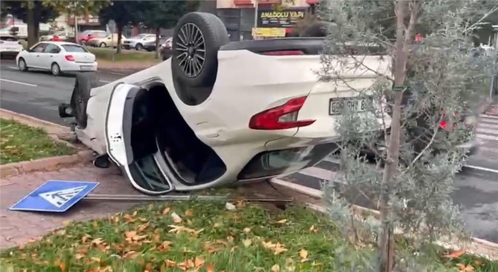 Zincirleme kazaya karışan otomobil takla attı: 1 yaralı Zincirleme kazaya karışan otomobil takla attı: 1 yaralı