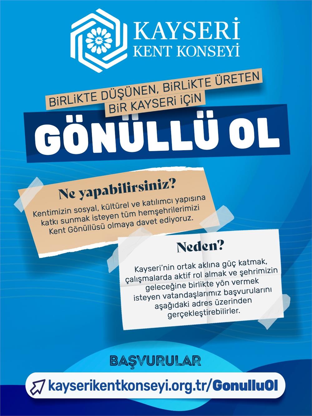 Kayseri Kent Konseyi'nde Kent Gönüllüleri Başvuruları başladı