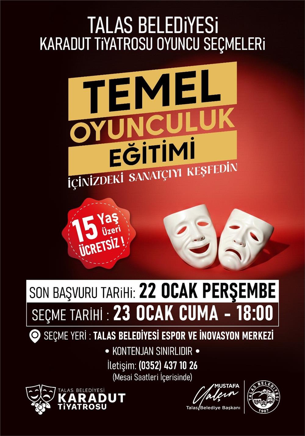 Talas'ta sahne seni bekliyor, 'Karadut Tiyatrosu' oyuncularını bekliyor