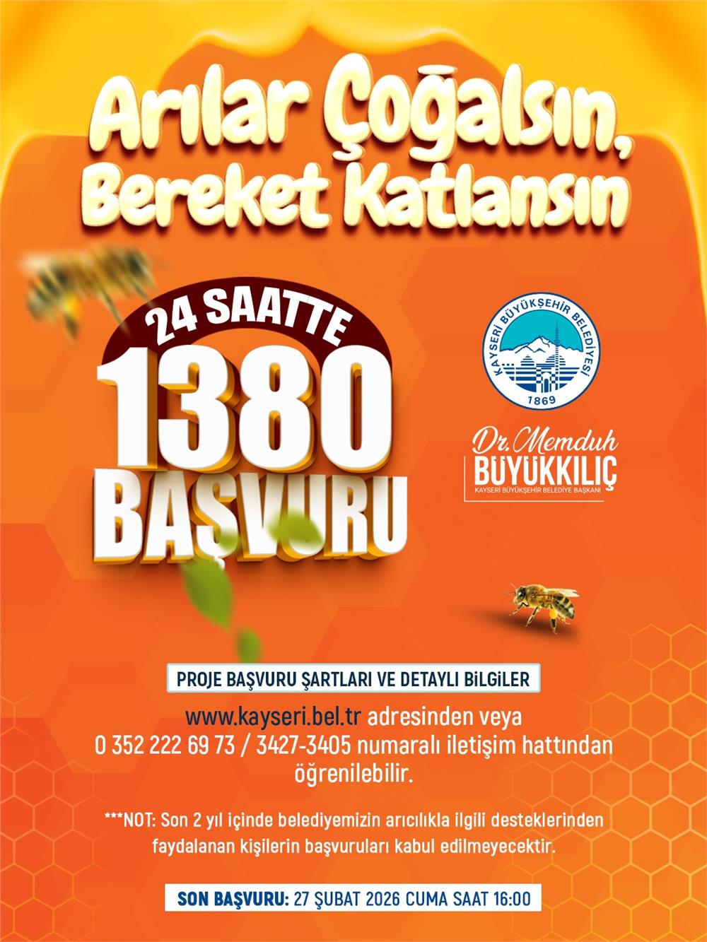 Büyükşehir'in Arılar Çoğalsın Bereket Katlansın Projesi'ne yoğun ilgi: 24 saatte bin 380 başvuru