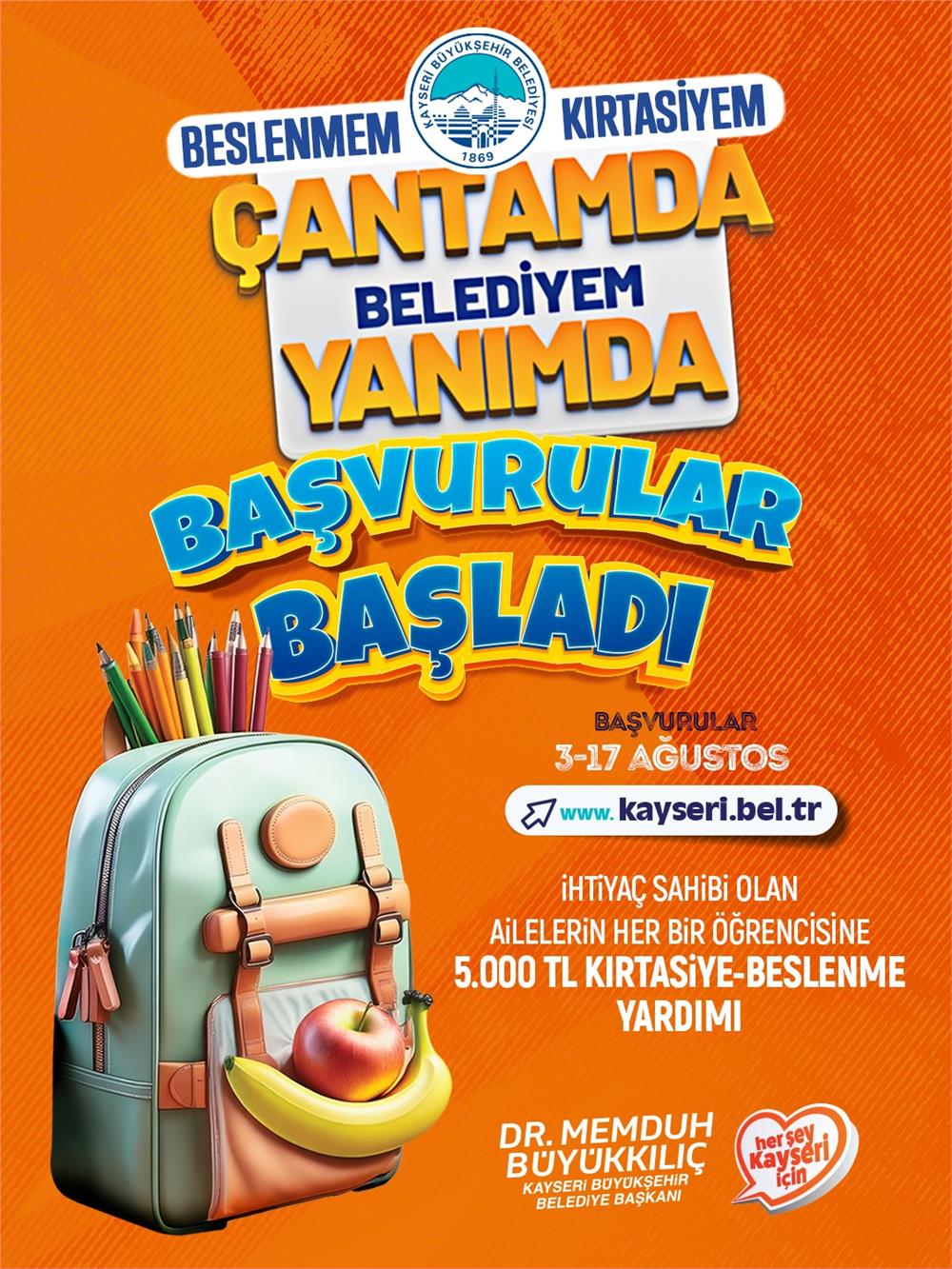 Büyükşehir’in 5 bin TL'lik eğitim desteği başvuruları başladı