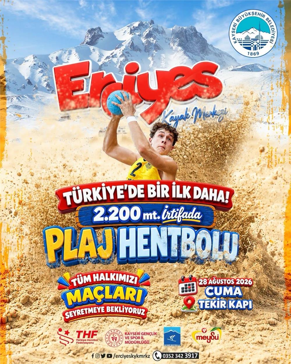Erciyes'te 2 bin 200 metrede plaj hentbolu
