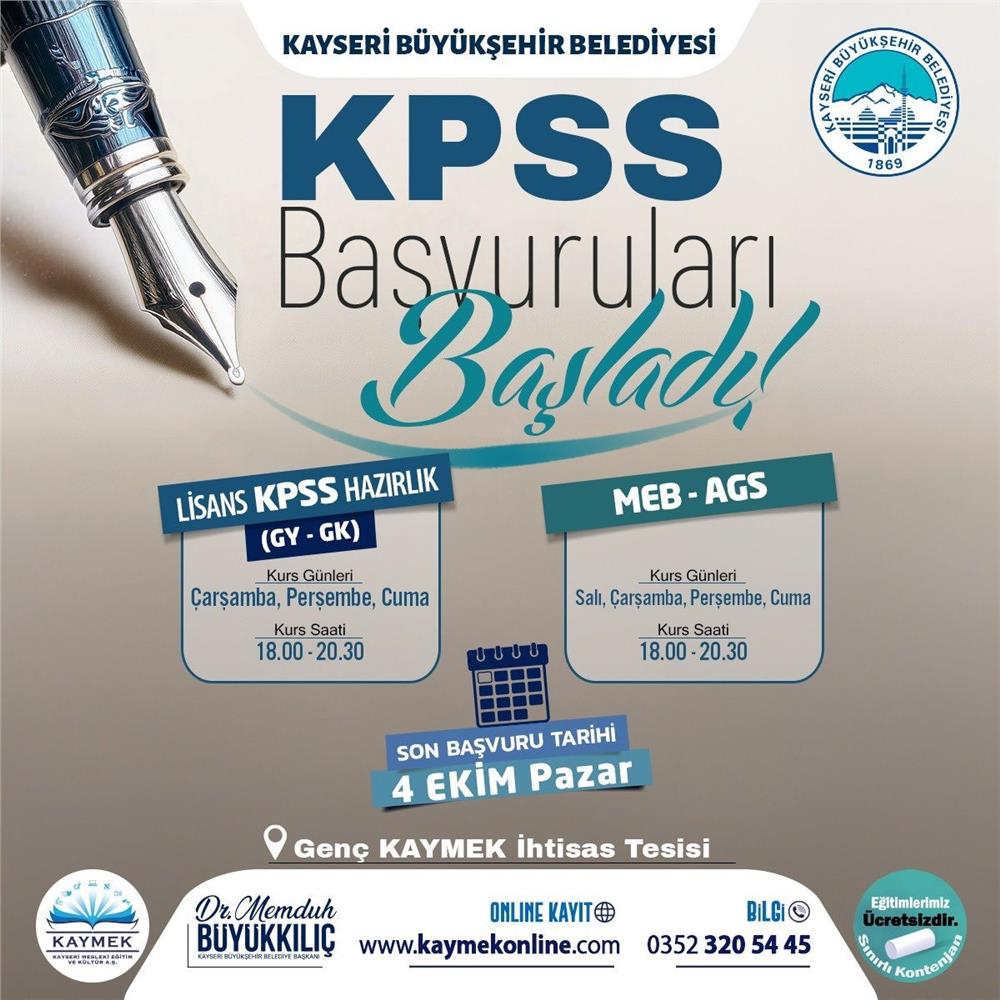 KAYMEK'ten KPSS ve MEB-AGS hazırlık kursları