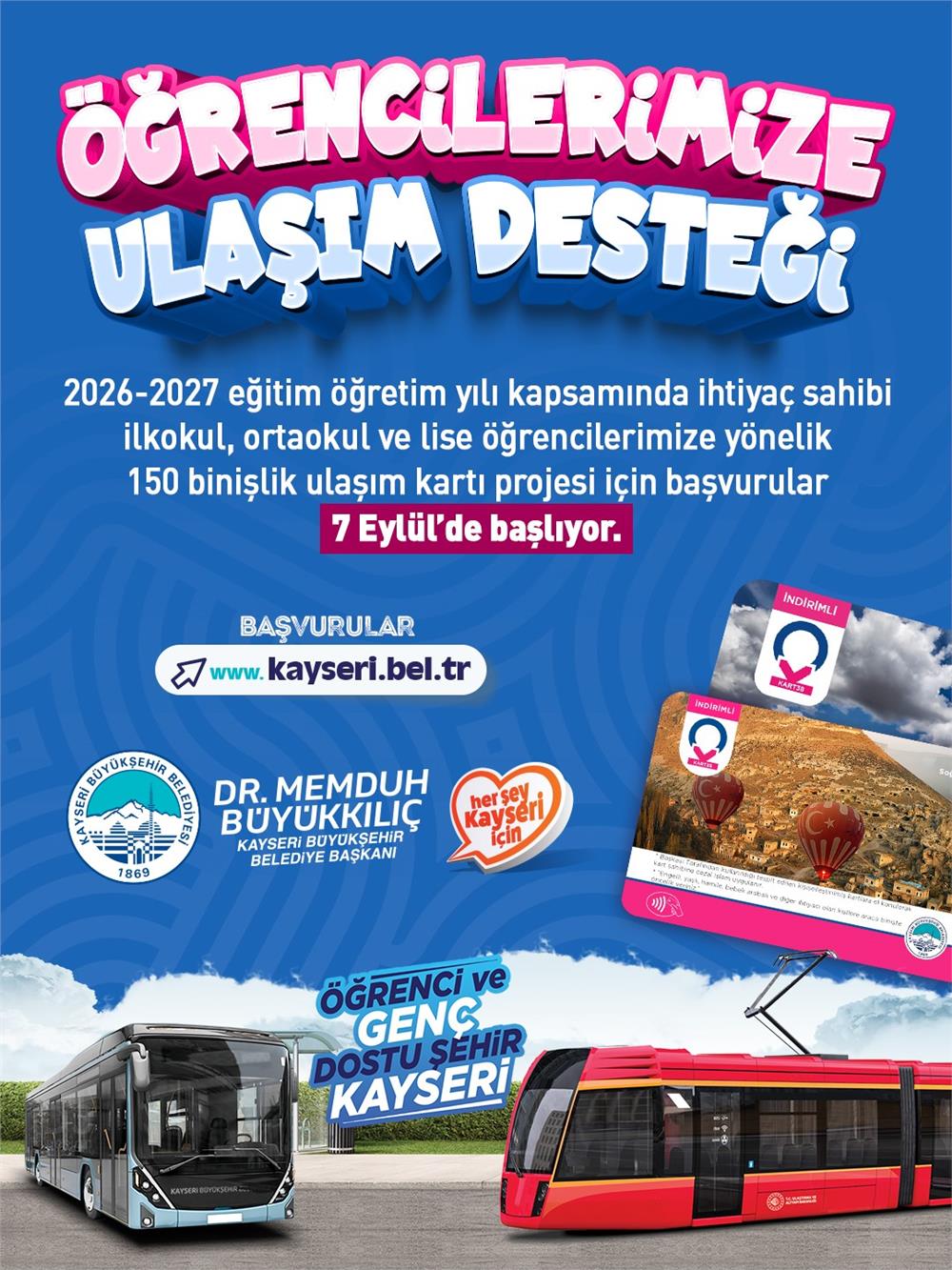 Öğrencilere ulaşım kartı başvuruları 7 Eylül’de başlıyor