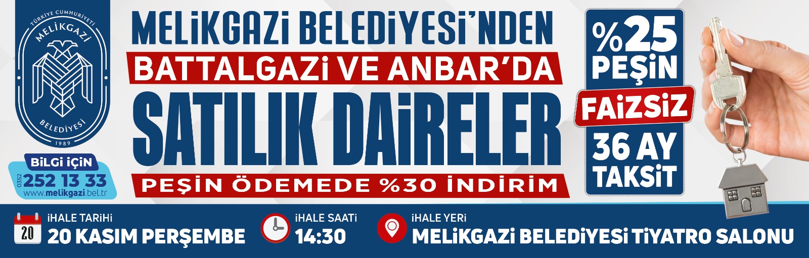 Melikgazi Belediyesi'nden Battalgazi ve Anbar'da Satılık Daireler