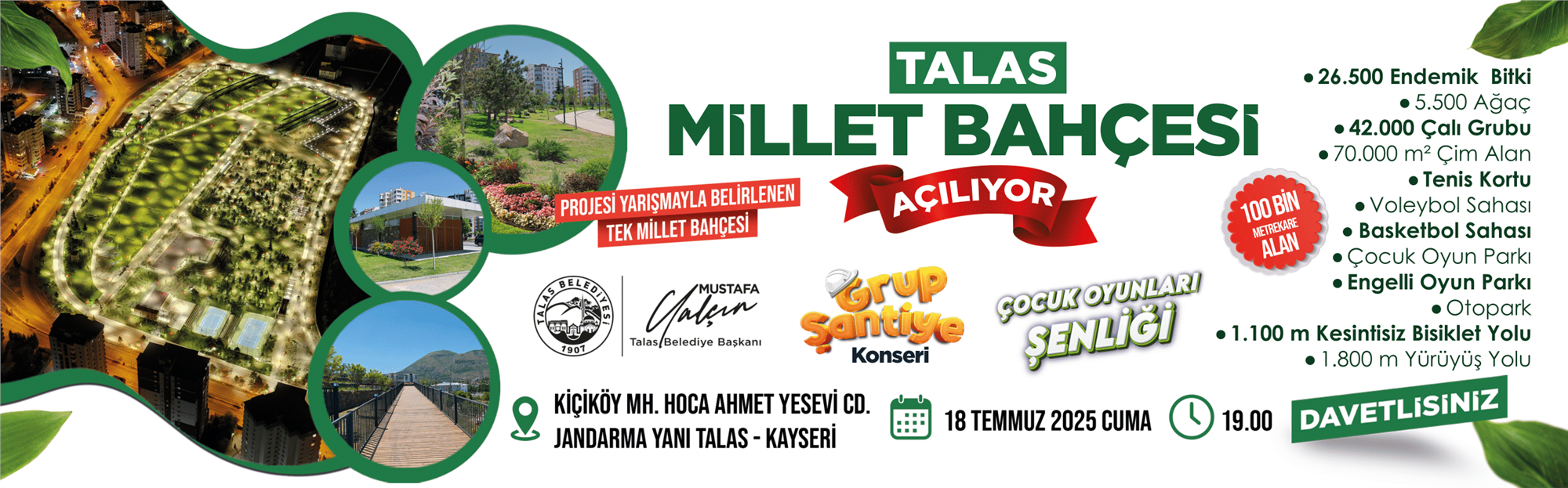 Talas Millet Bahçesi Açılıyor